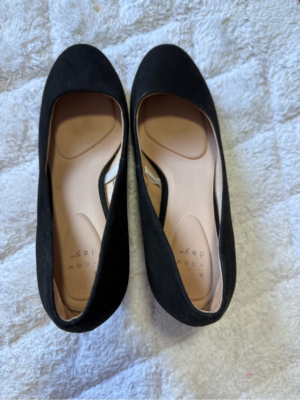 A New Day Black Suede Wedges size 6
